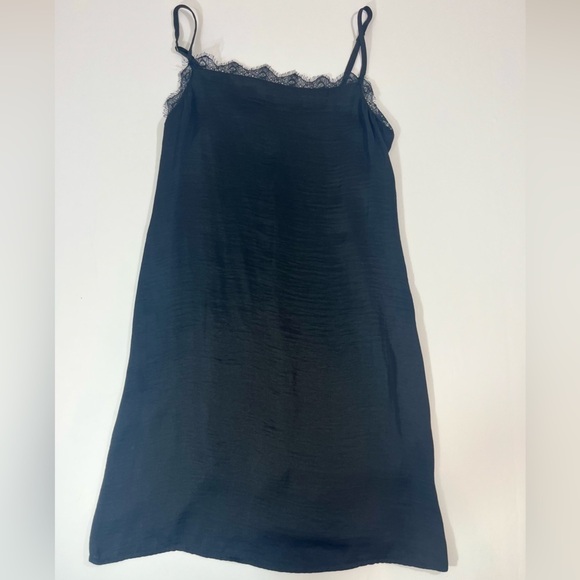 Hollister Other - HOLLISTER Y2K Black Slip Baby doll Dress Lace Trim Size XS Sheer Silky Feel